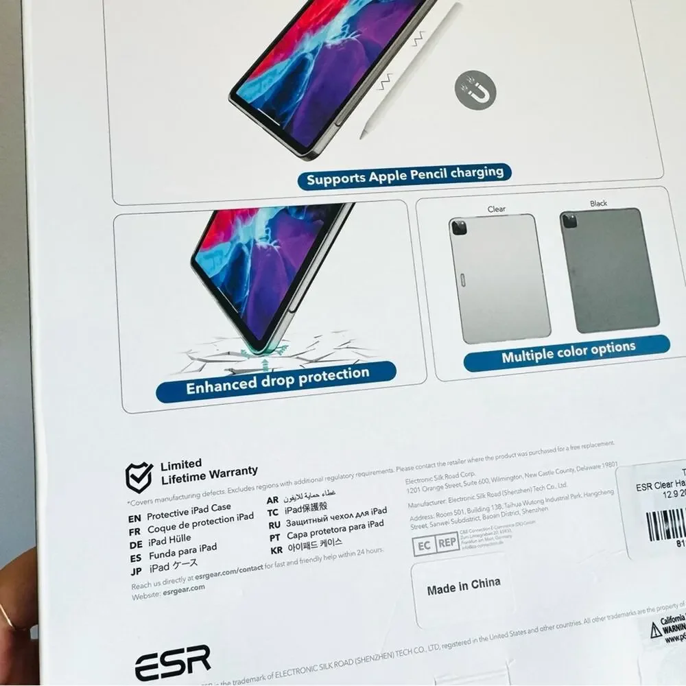 NEW APPLE iPad Grey Gray ESR Rebound Series Soft Shell Flexible Back Cover Case